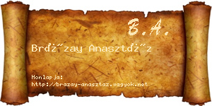 Brázay Anasztáz névjegykártya